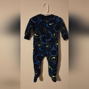 Nike Kids Navy and Lime One Piece Footie